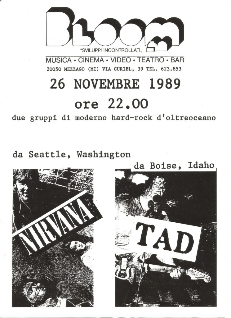 Volantino del concerto dei Nirvana. 1989