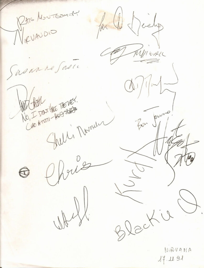Autografi dei Nirvana. 1991